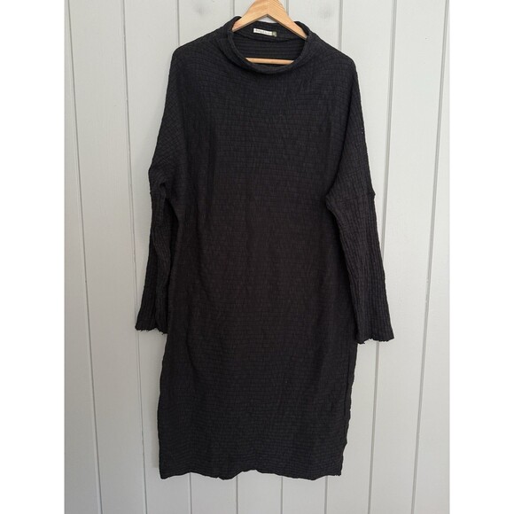 Chalet Et Ceci Cocoon Dress XL Black Mock Neck Dolman Sleeves 100% Cotton - Picture 1 of 5